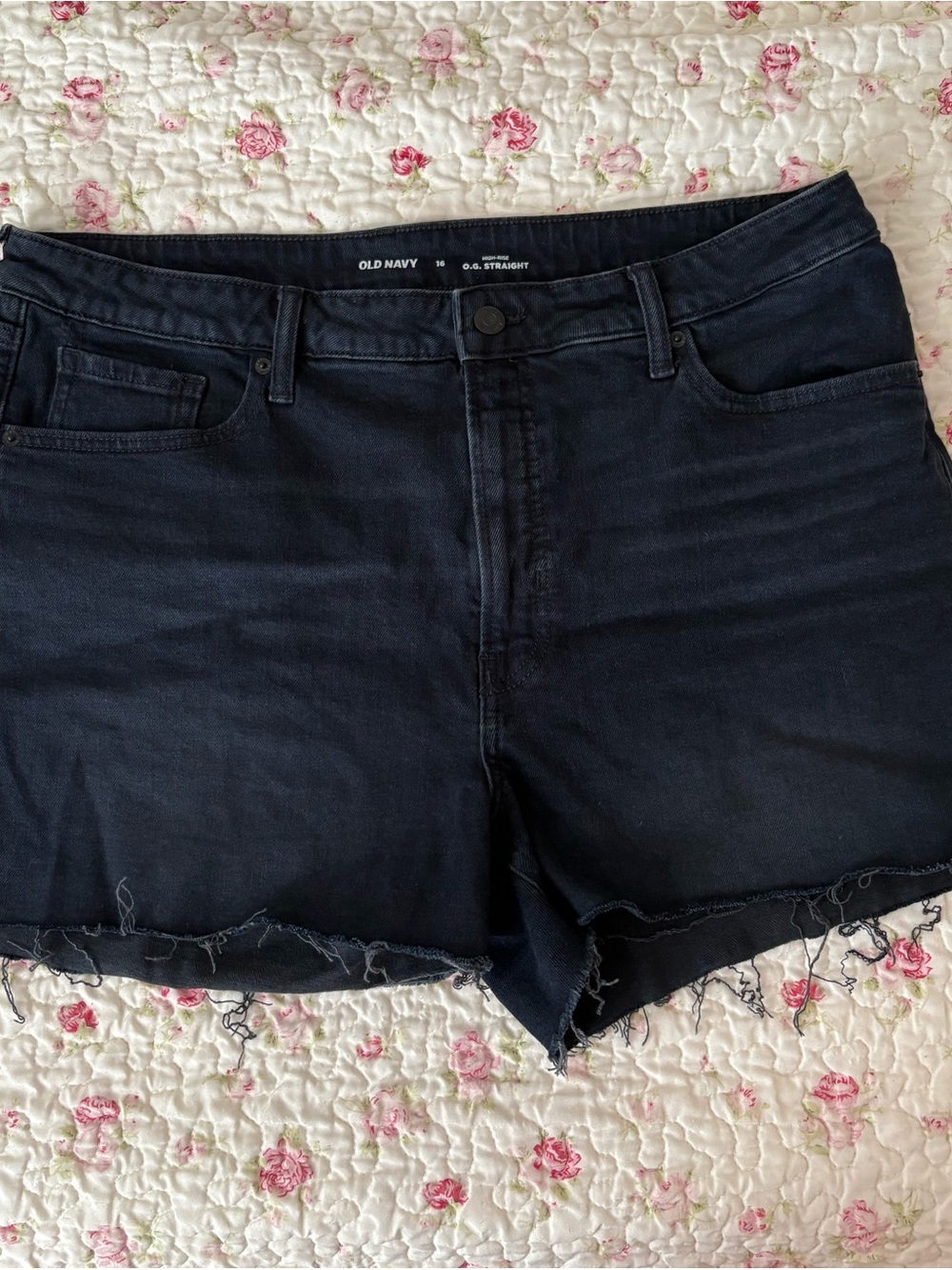 Old Navy Black Denim Cutoff Shorts with Raw Hem